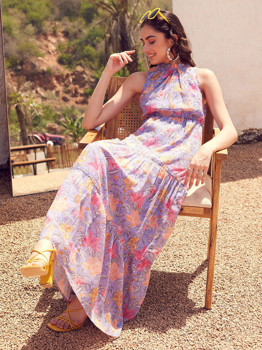 STREET 9 Lavender & Pink Floral Printed Maxi Dress - Image 7