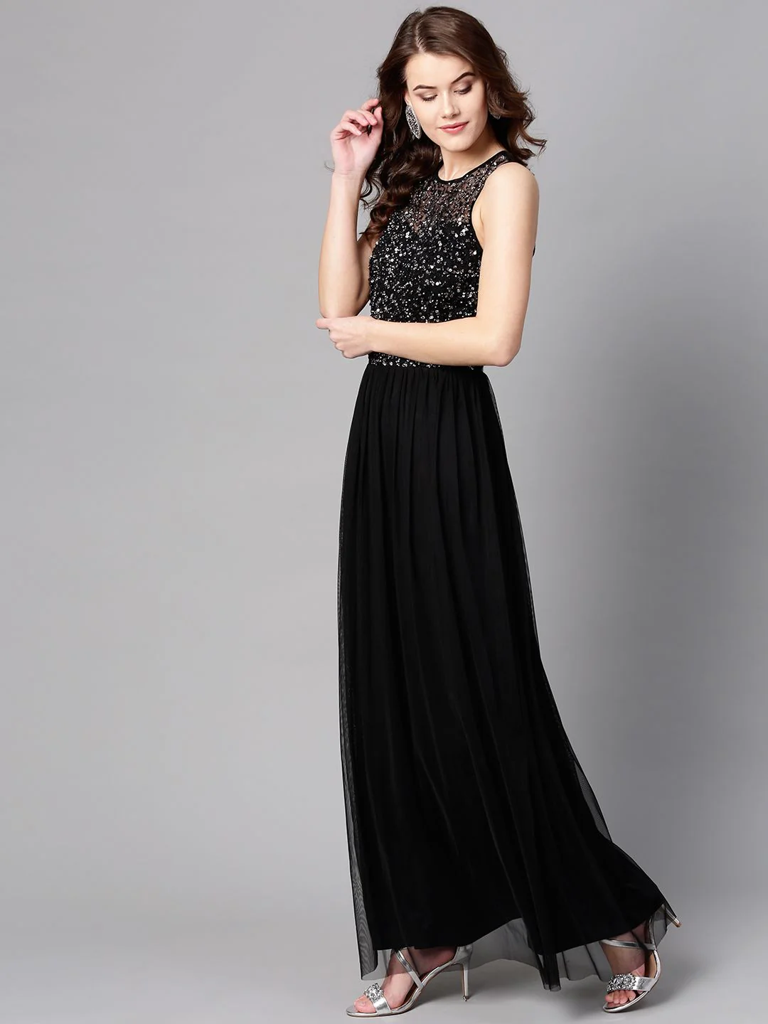 STREET 9 Net Maxi Dress with Sequinned Detail - Image 5