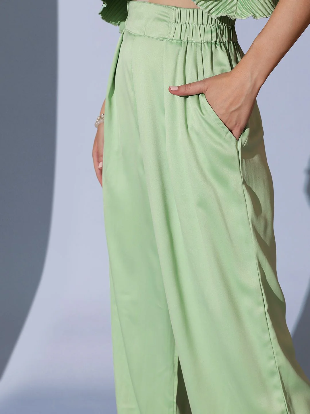 STREET 9 Pleated Shoulder Strap Top With Trouser Co-Ords - Image 3