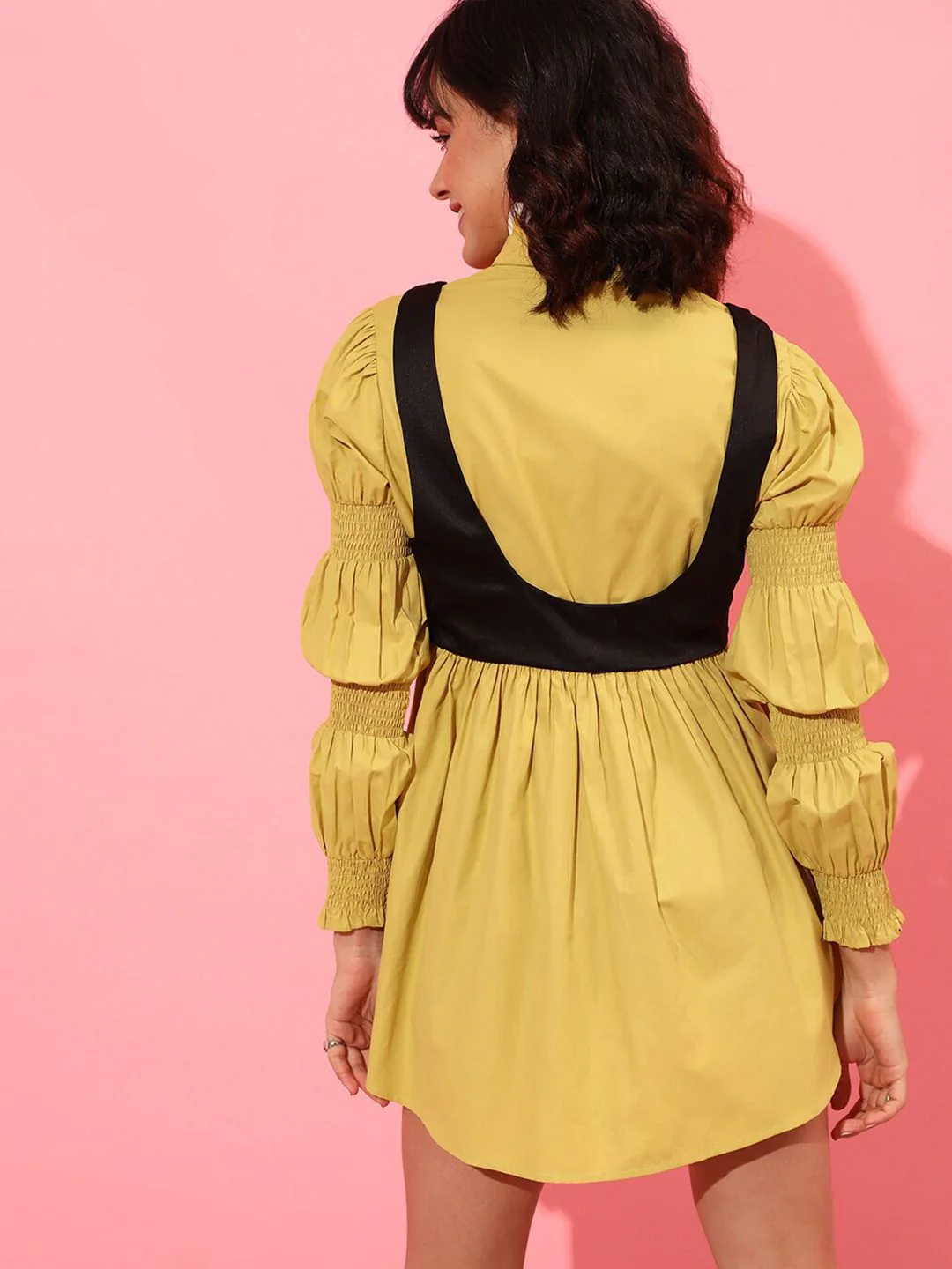 STREET 9 Puff Sleeves Pure Cotton Shirt Dress - Image 5
