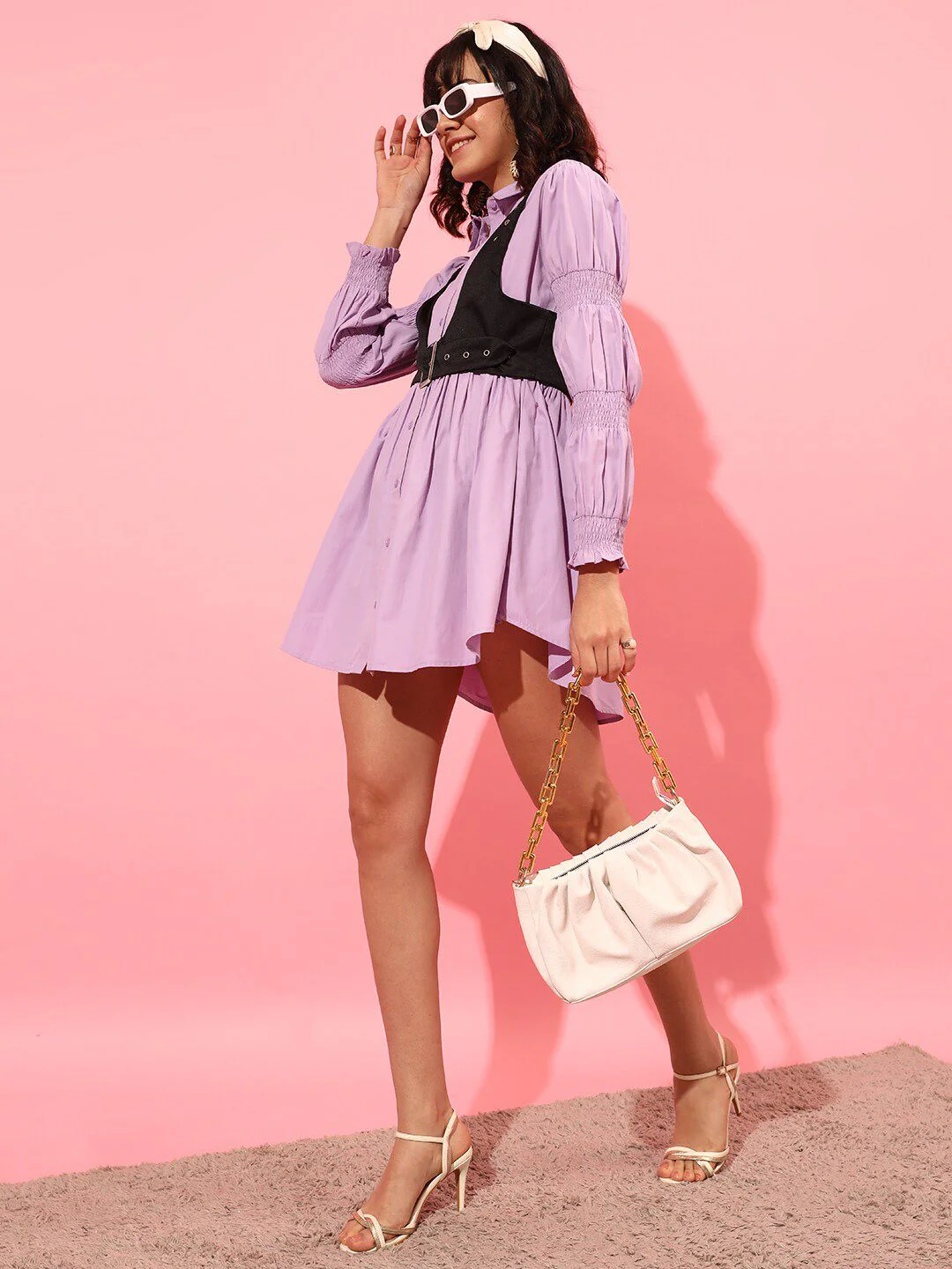 STREET 9 Puff Sleeves Pure Cotton Shirt Dress - Image 6