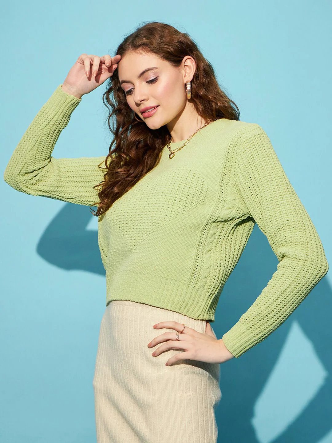 STREET 9 Ribbed Acrylic Crop Pullover - Image 3