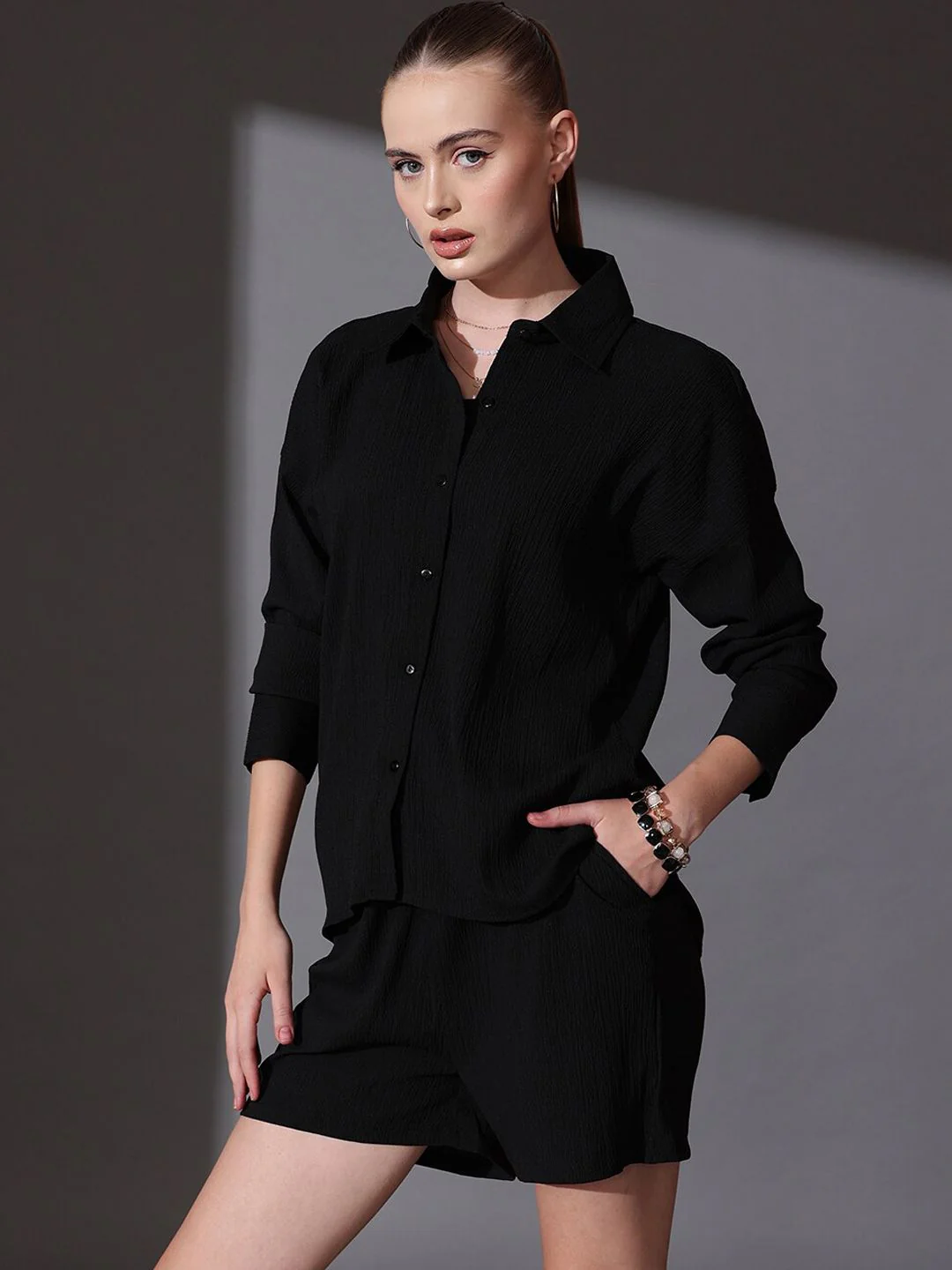 STREET 9 Self Design Shirt & Shorts Set - Image 3