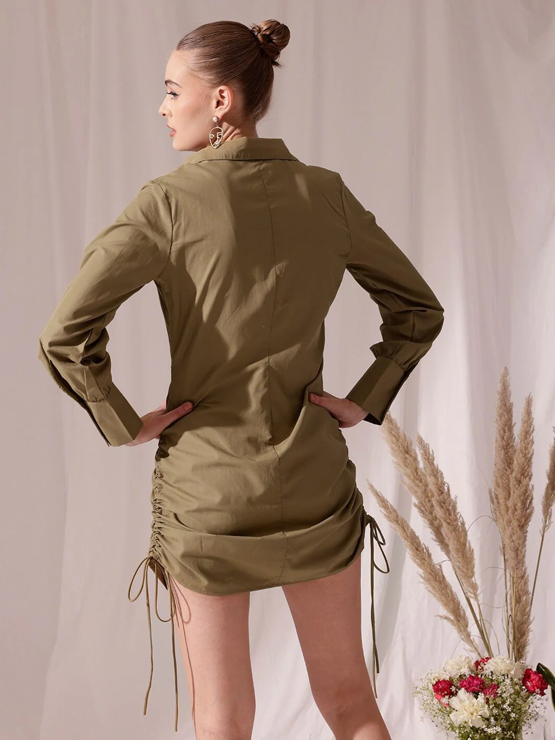 STREET 9 Shirt Collar Cuffed Sleeves Cotton Shirt Dress - Image 5