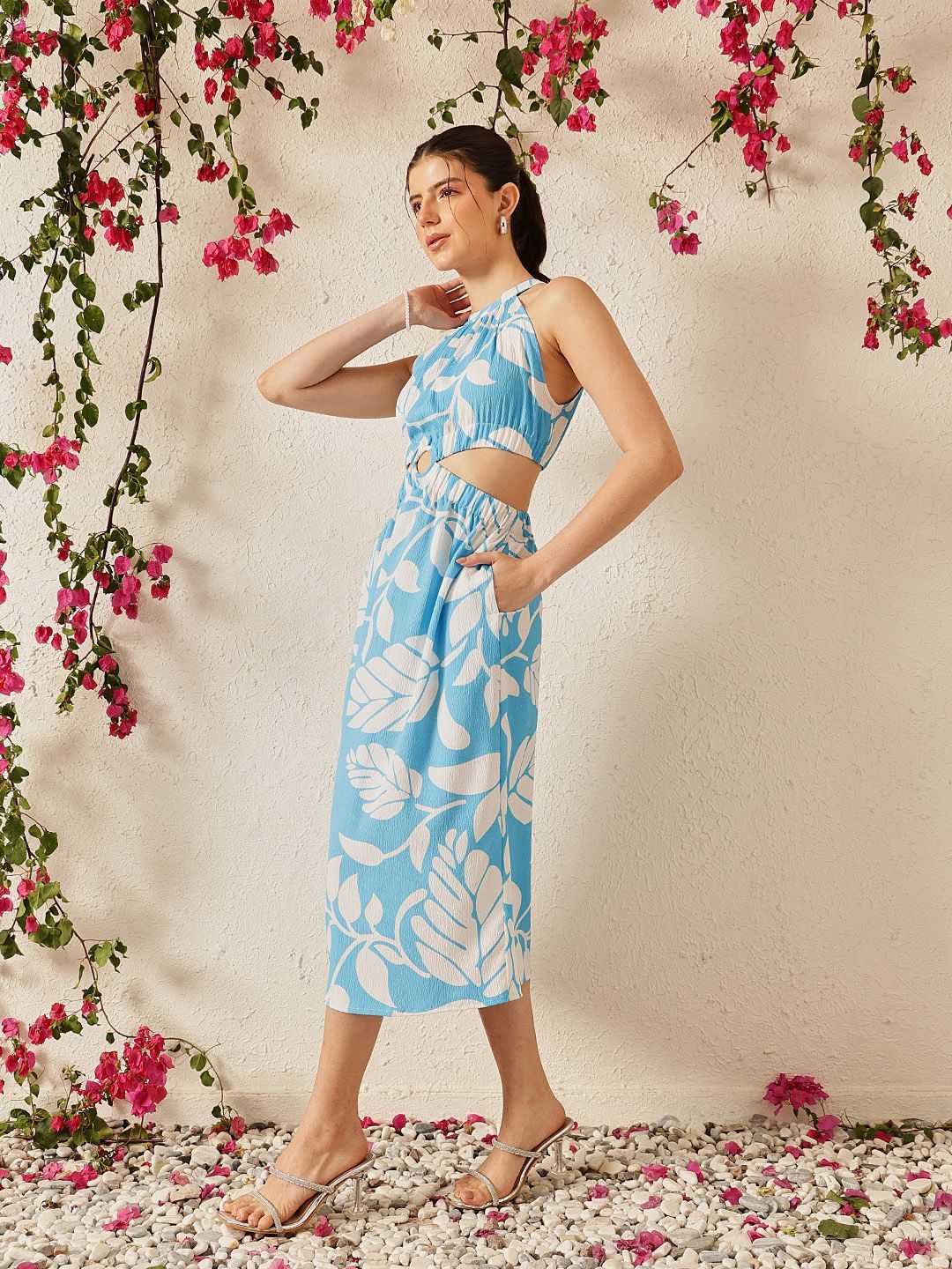 STREET 9 Striped Crepe A-Line Midi Dress - Image 3