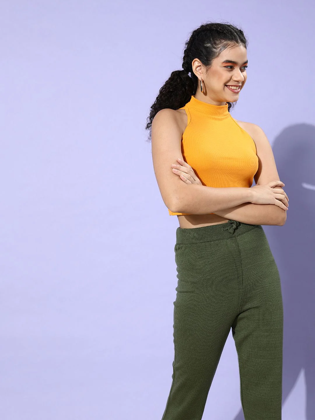 STREET 9 Woman Bright Yellow Solid Cropped Top - Image 3