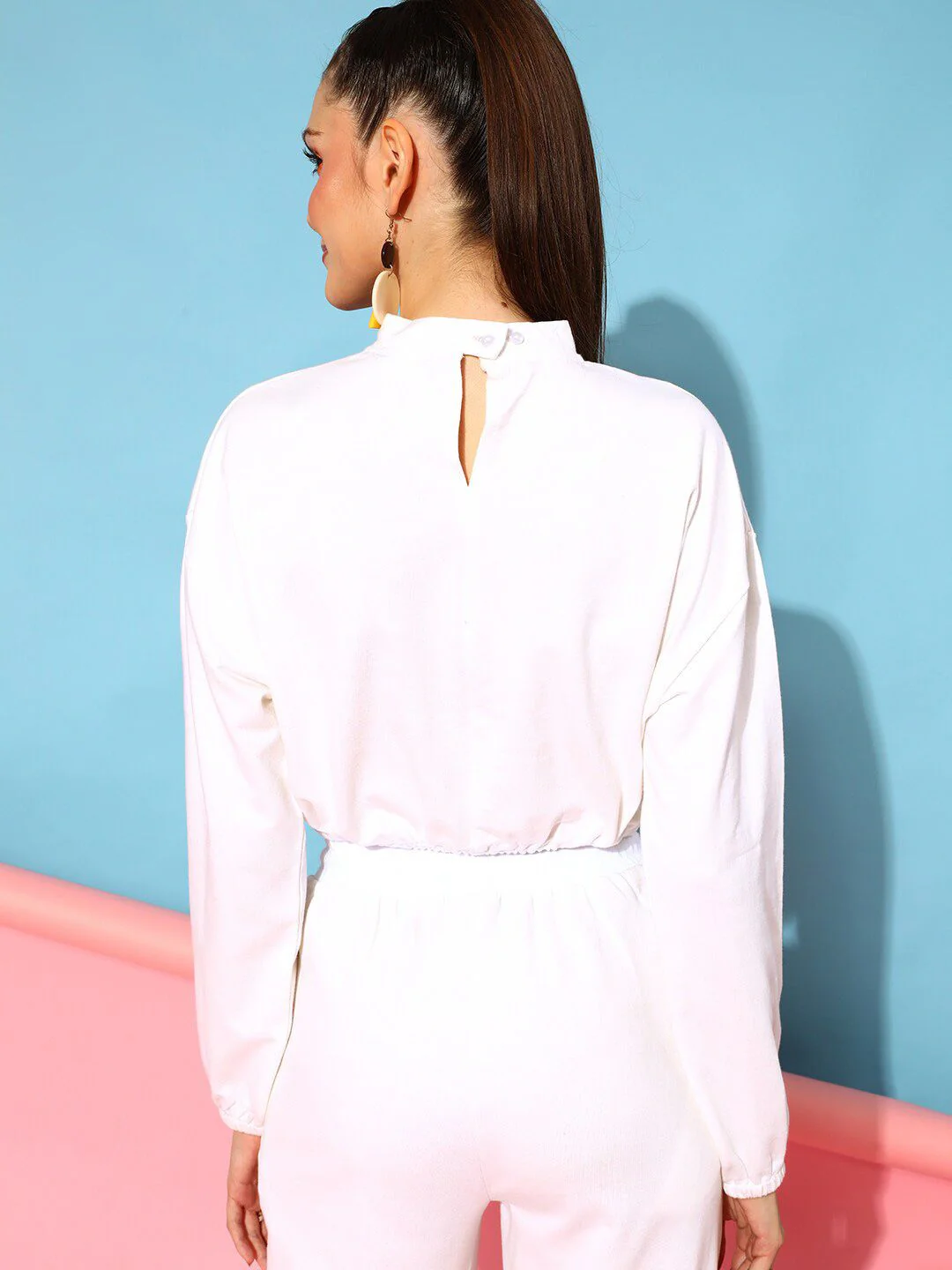 STREET 9 Women Alluring White Pure Cotton Solid Sweatshirt - Image 5