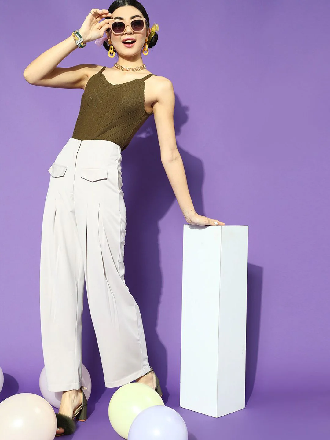 STREET 9 Women Beautiful Grey Solid Trousers - Image 4