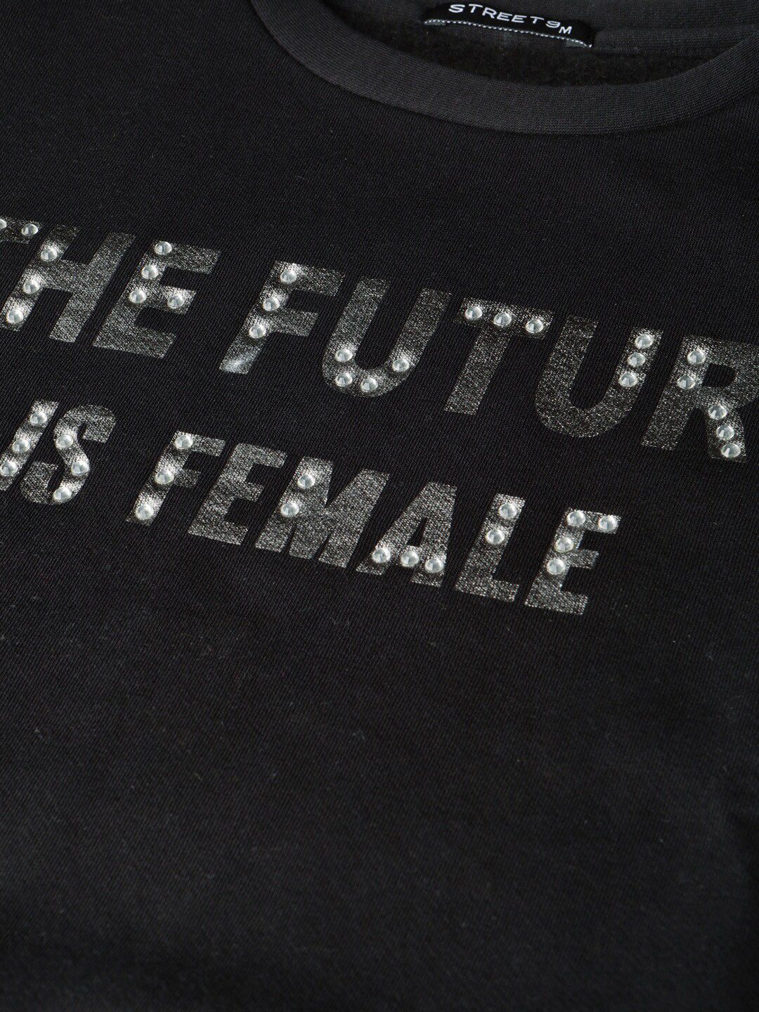 STREET 9 Women Black Printed Sweatshirt - Image 2