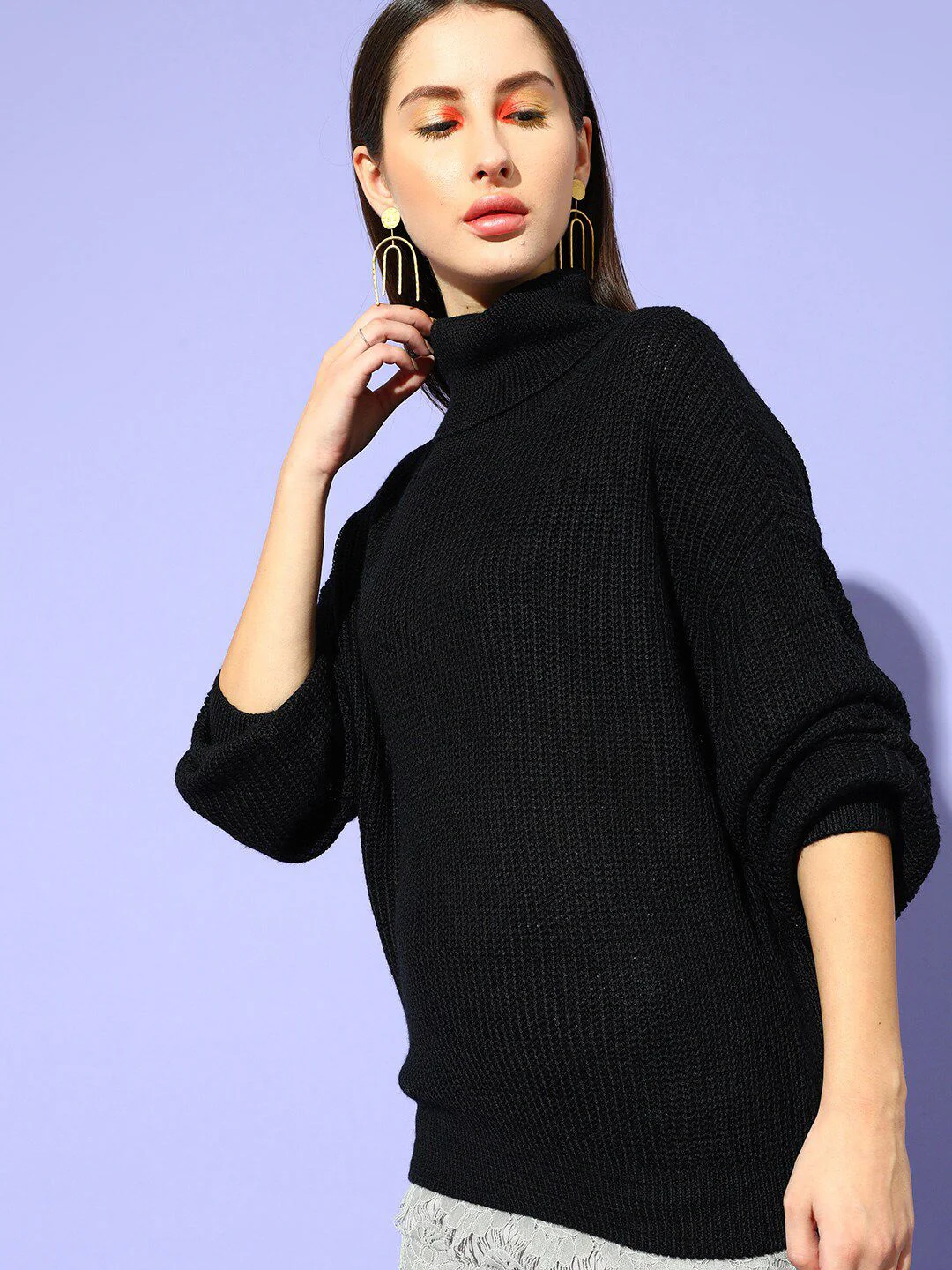 STREET 9 Women Black Ribbed Pullover - Image 3