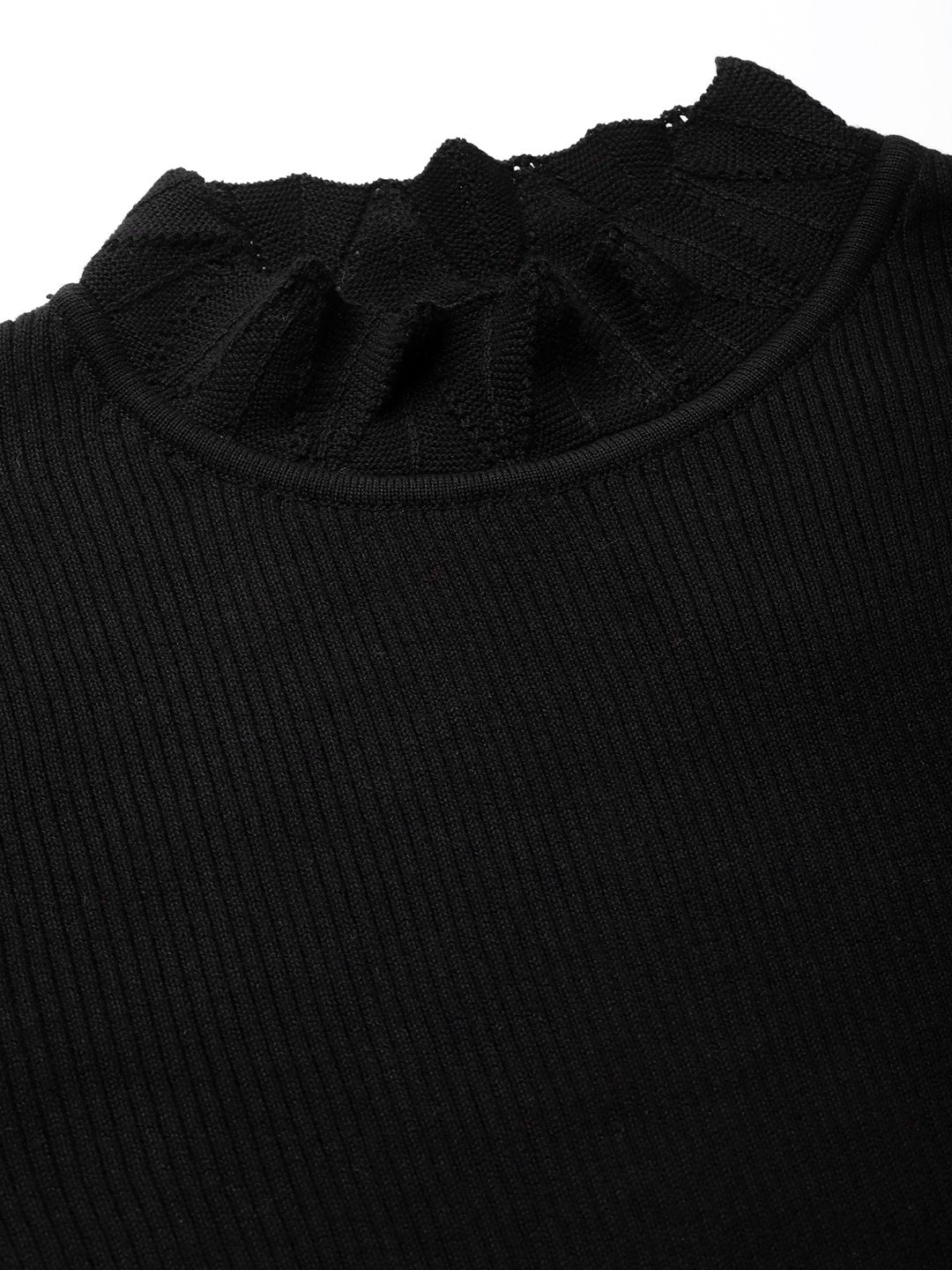 STREET 9 Women Black Solid Sweater - Image 2