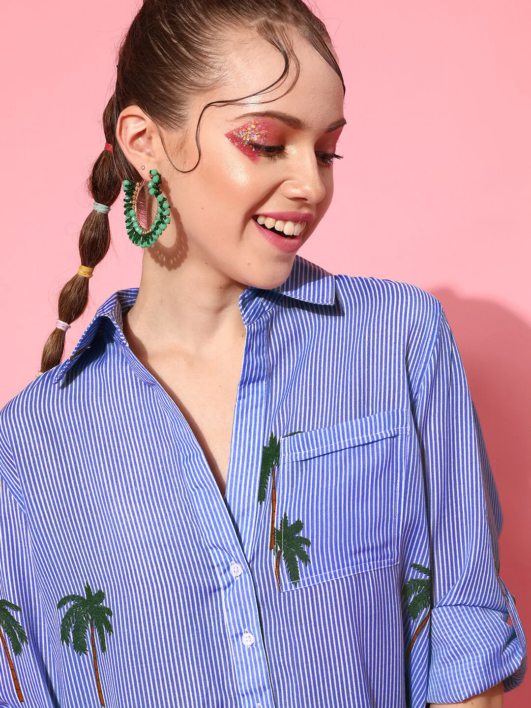 STREET 9 Women Blue Graphic Shirt - Image 7