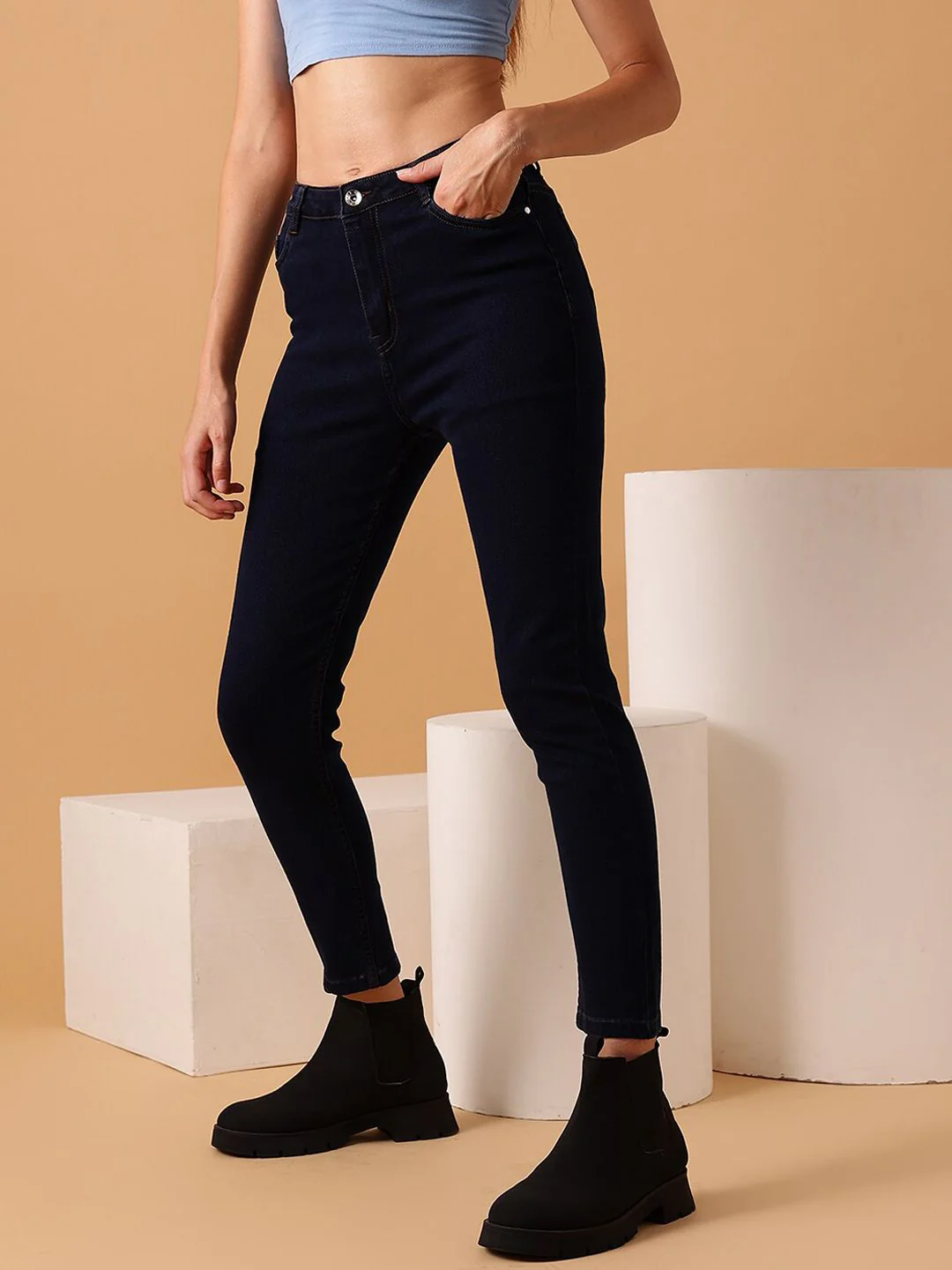 STREET 9 Women Blue Mid-Rise Clean Look Light Fade Jeans - Image 2