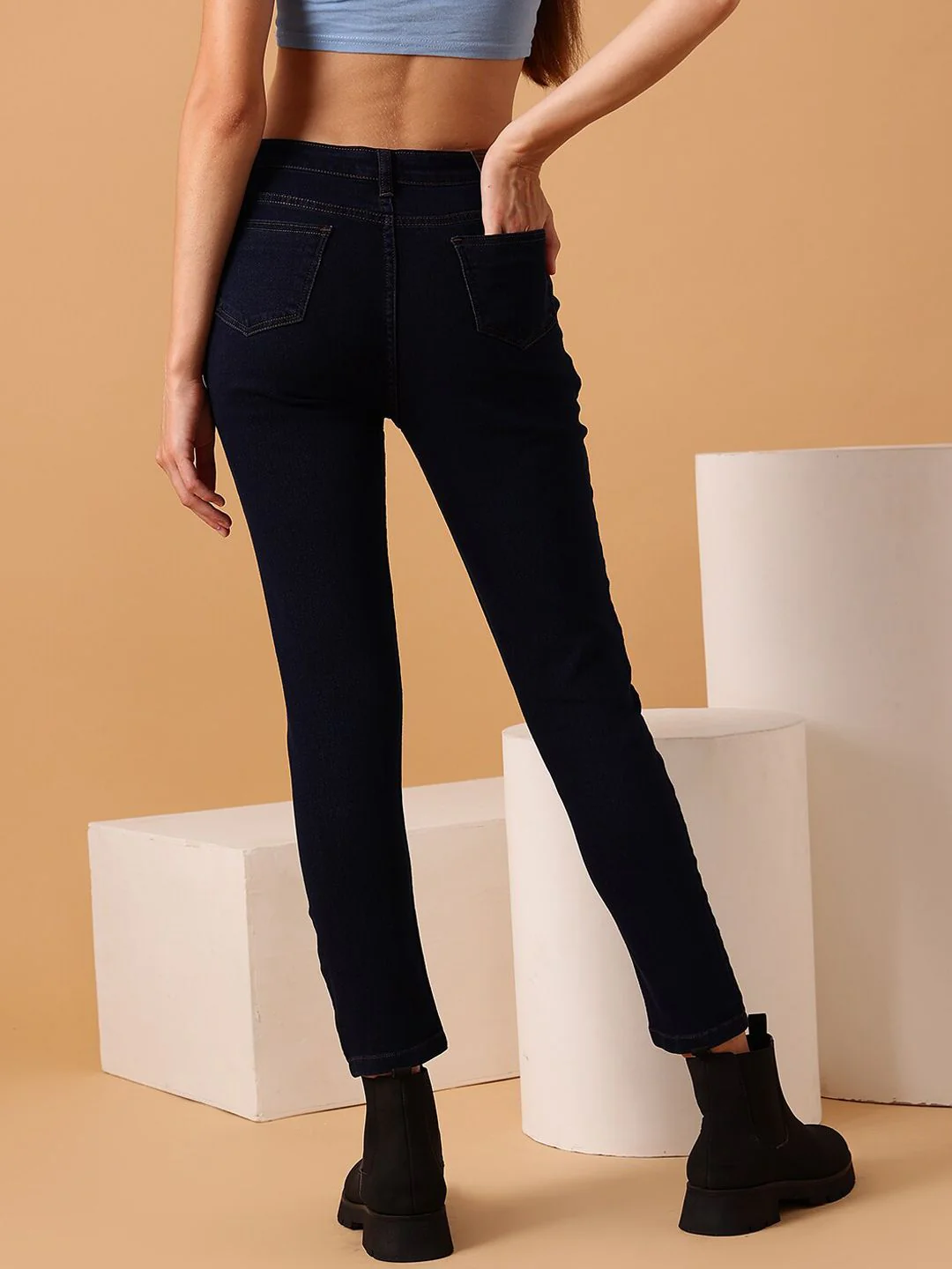 STREET 9 Women Blue Mid-Rise Clean Look Light Fade Jeans - Image 3