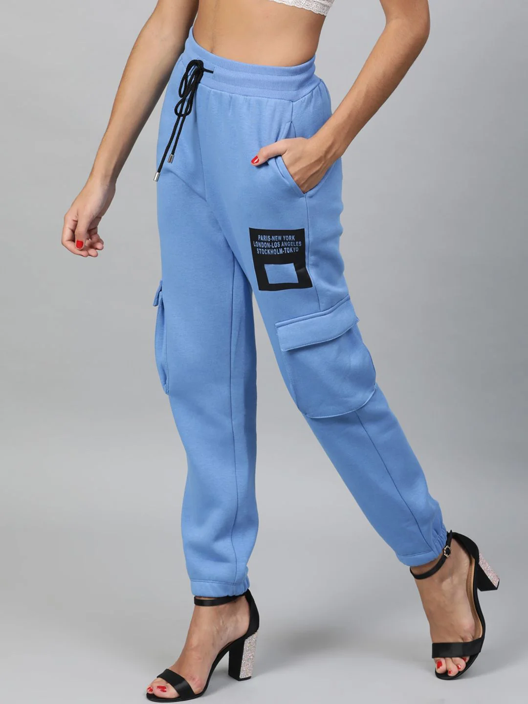 STREET 9 Women Blue Regular Fit Solid Joggers - Image 2
