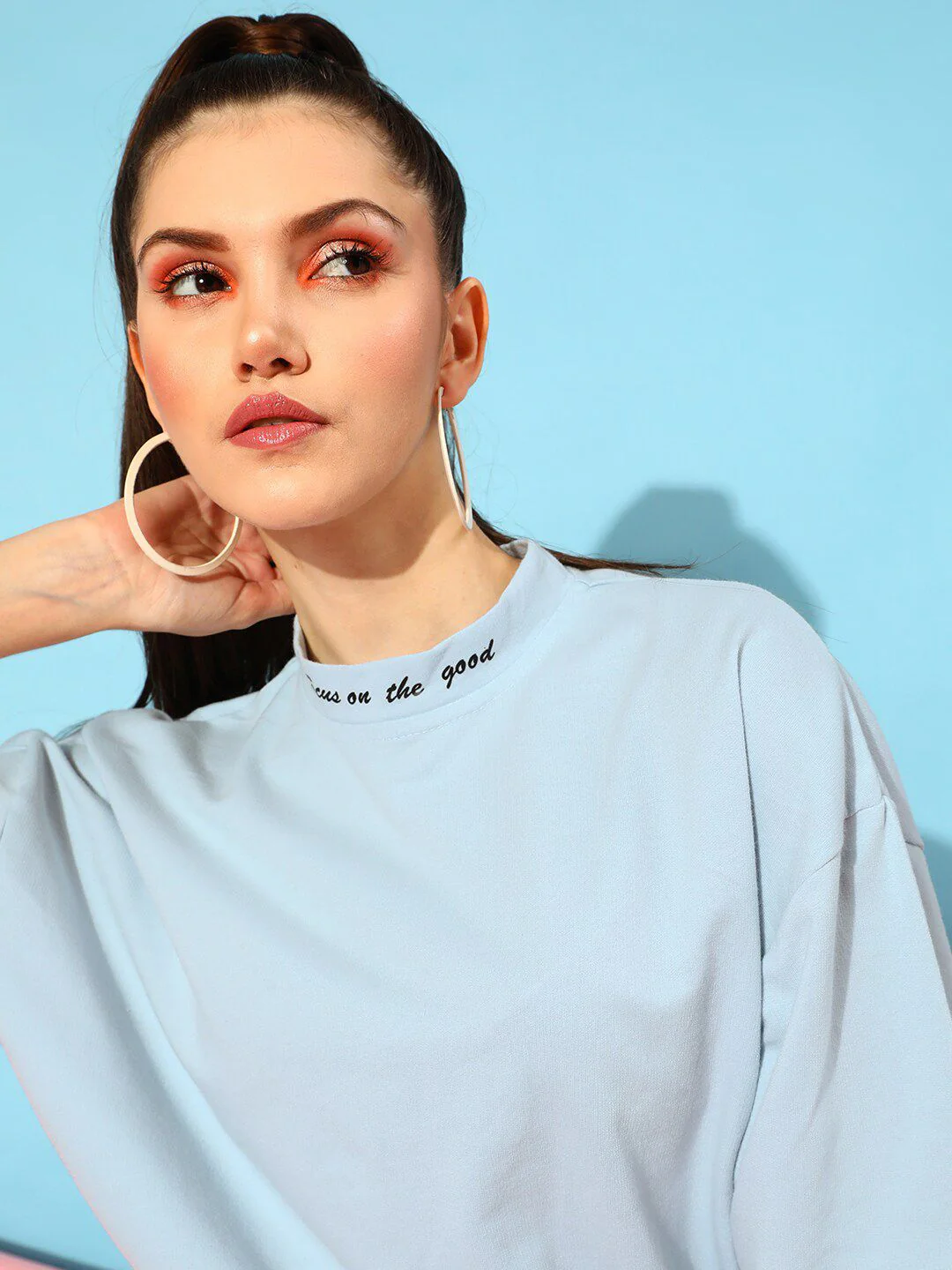 STREET 9 Women Blue Solid Sweatshirt - Image 2