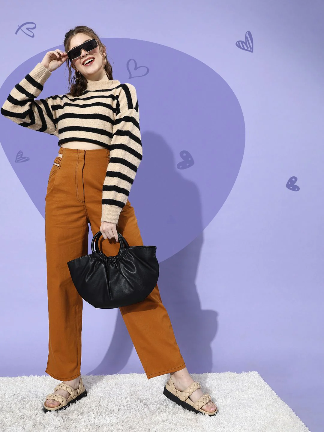 STREET 9 Women Chic Rust Solid High-Rise Trousers
