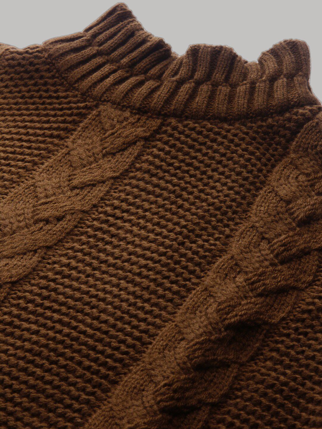 STREET 9 Women Coffee Brown Self Design Pullover Sweater - Image 2