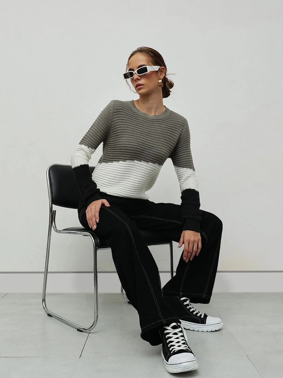 STREET 9 Women Colourblocked Pullover - Image 4