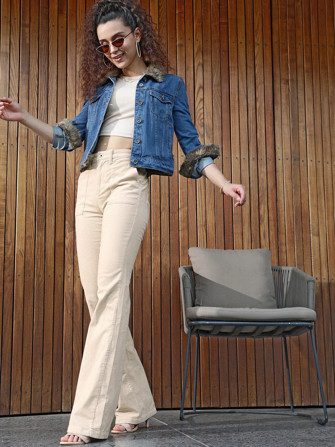 STREET 9 Women Cream-Coloured Loose Fit High-Rise Cotton Trousers - Image 5