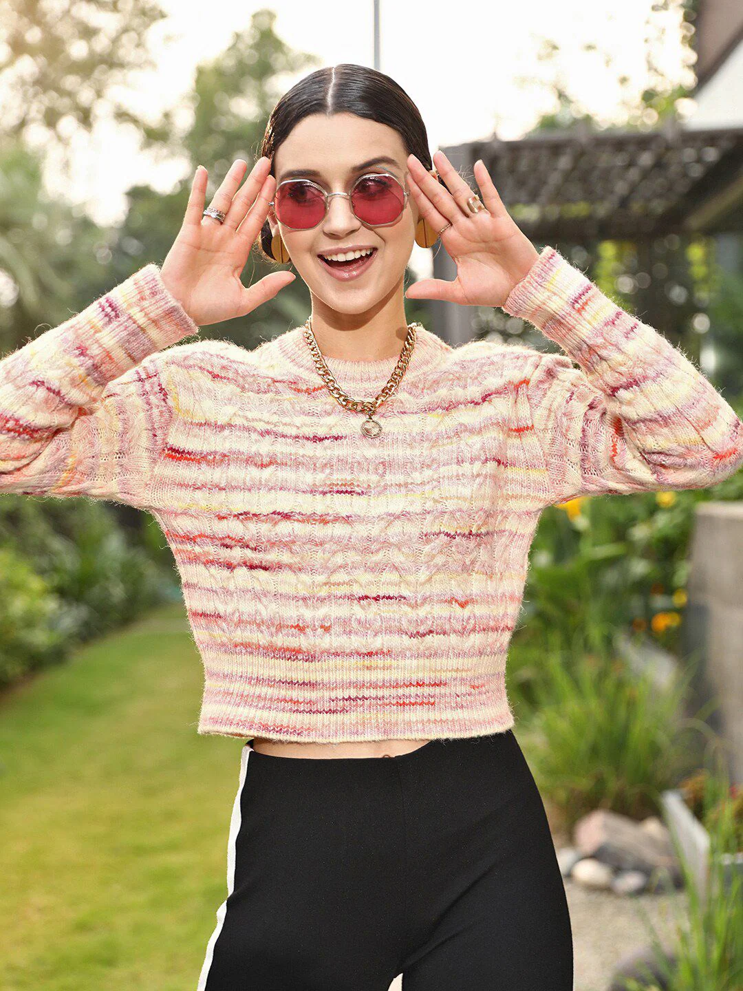 STREET 9 Women Gorgeous Cream Abstract Sweater - Image 6