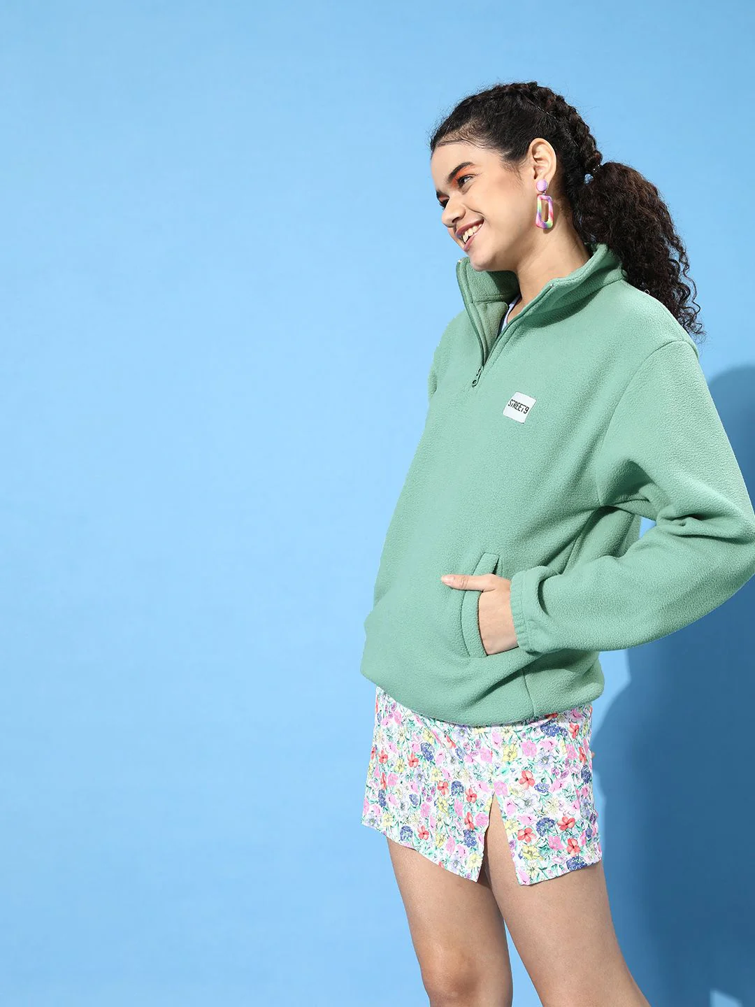 STREET 9 Women Gorgeous Green Solid Sweatshirt - Image 5