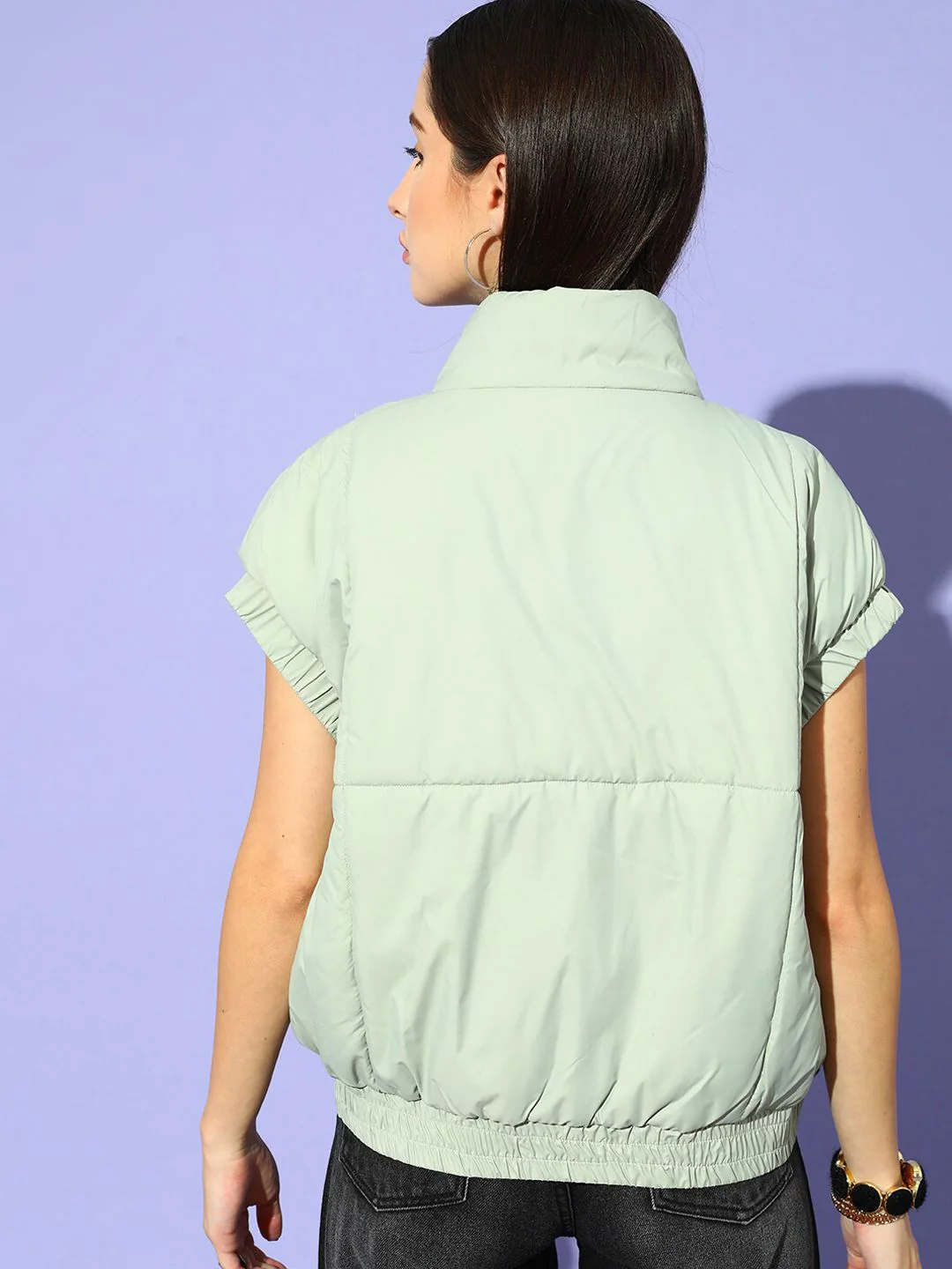 STREET 9 Women Green Colourblocked Padded Jacket - Image 5