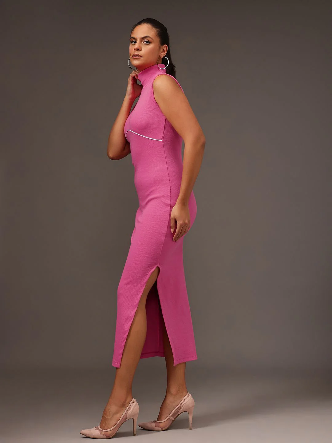 STREET 9 Women High Neck Sleeveless Sheath Dress - Image 3