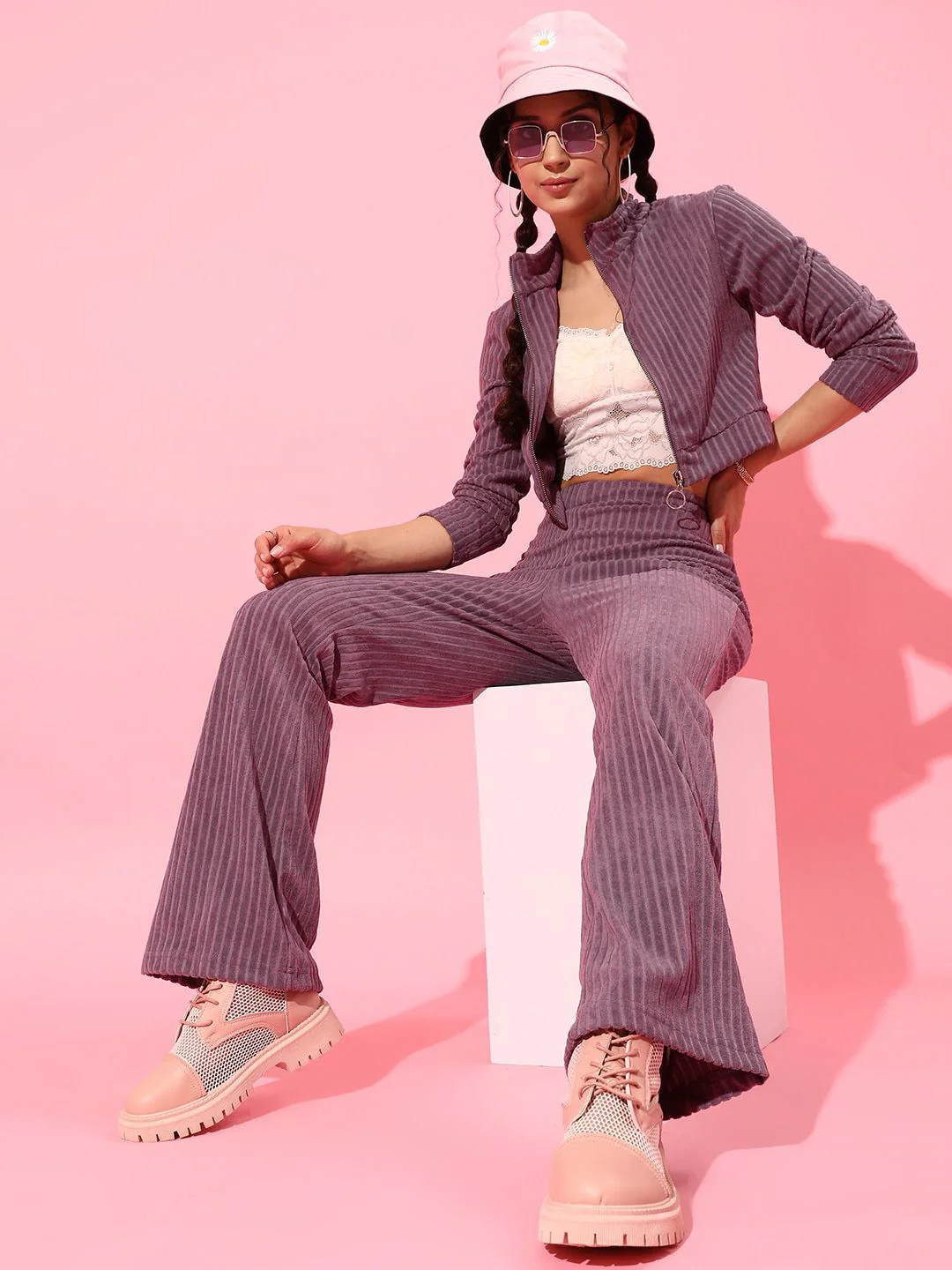 STREET 9 Women Purple Flared Trousers - Image 4
