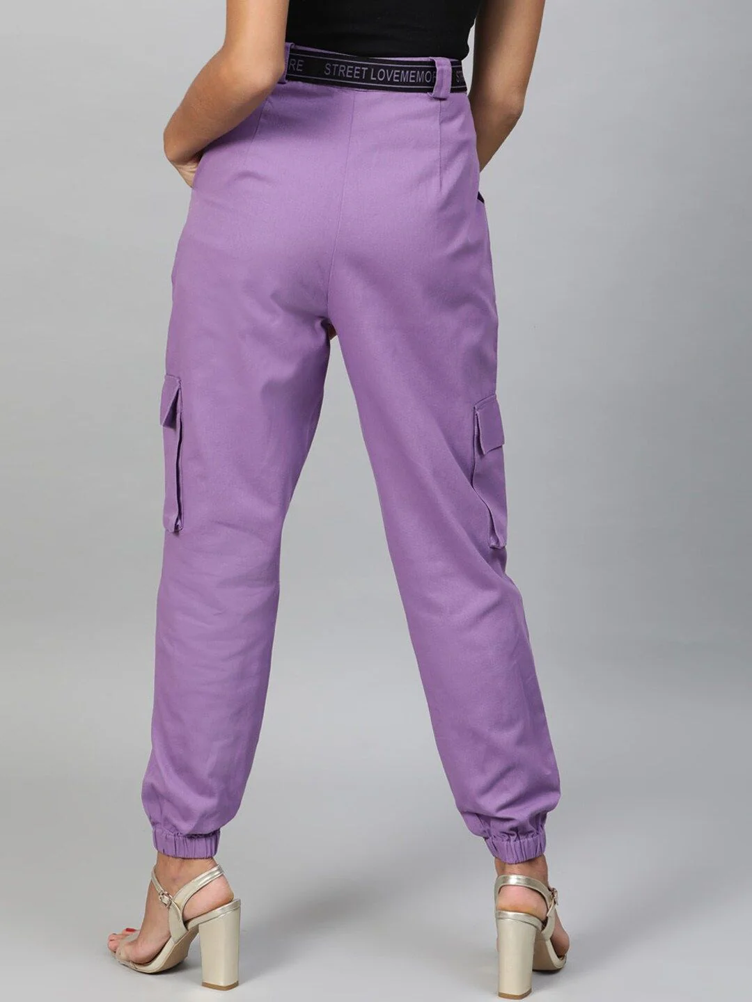 STREET 9 Women Lavender Regular Fit Solid Joggers - Image 3