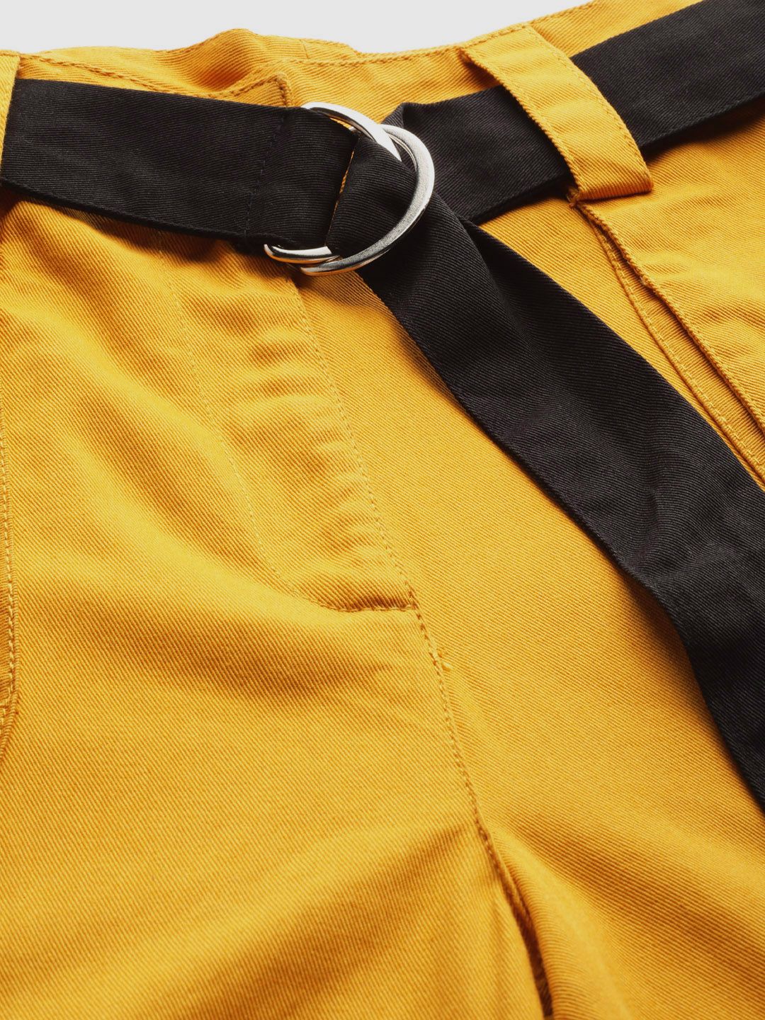 STREET 9 Women Mustard Yellow Regular Fit Solid Cargos - Image 4