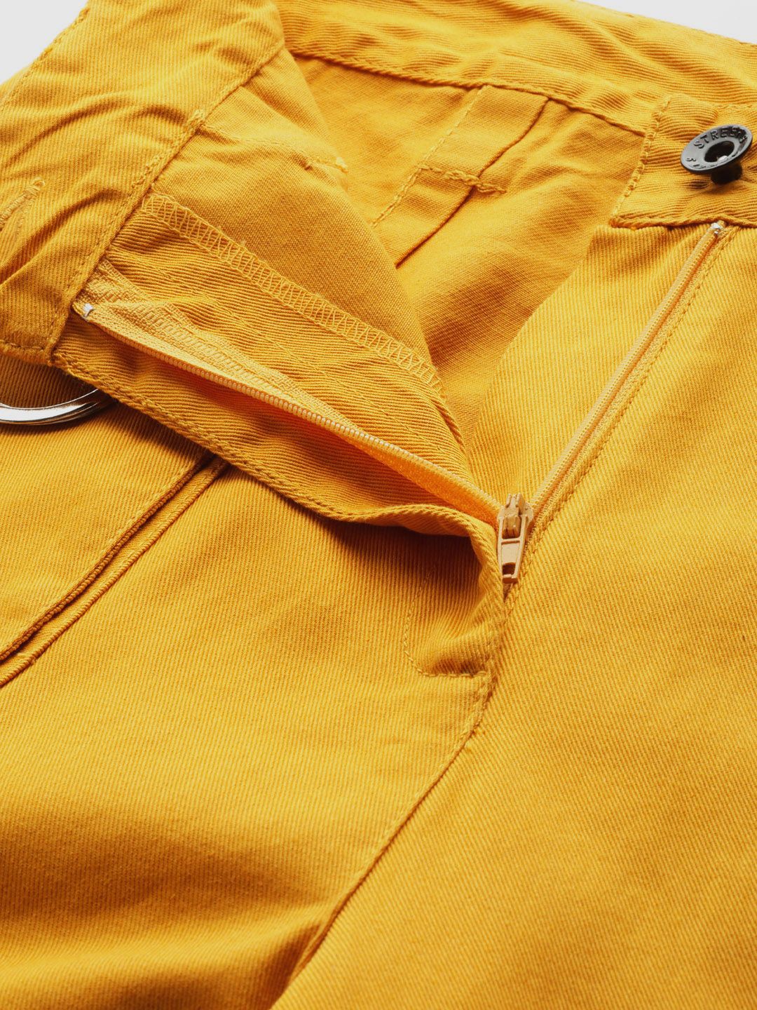 STREET 9 Women Mustard Yellow Regular Fit Solid Cargos - Image 7