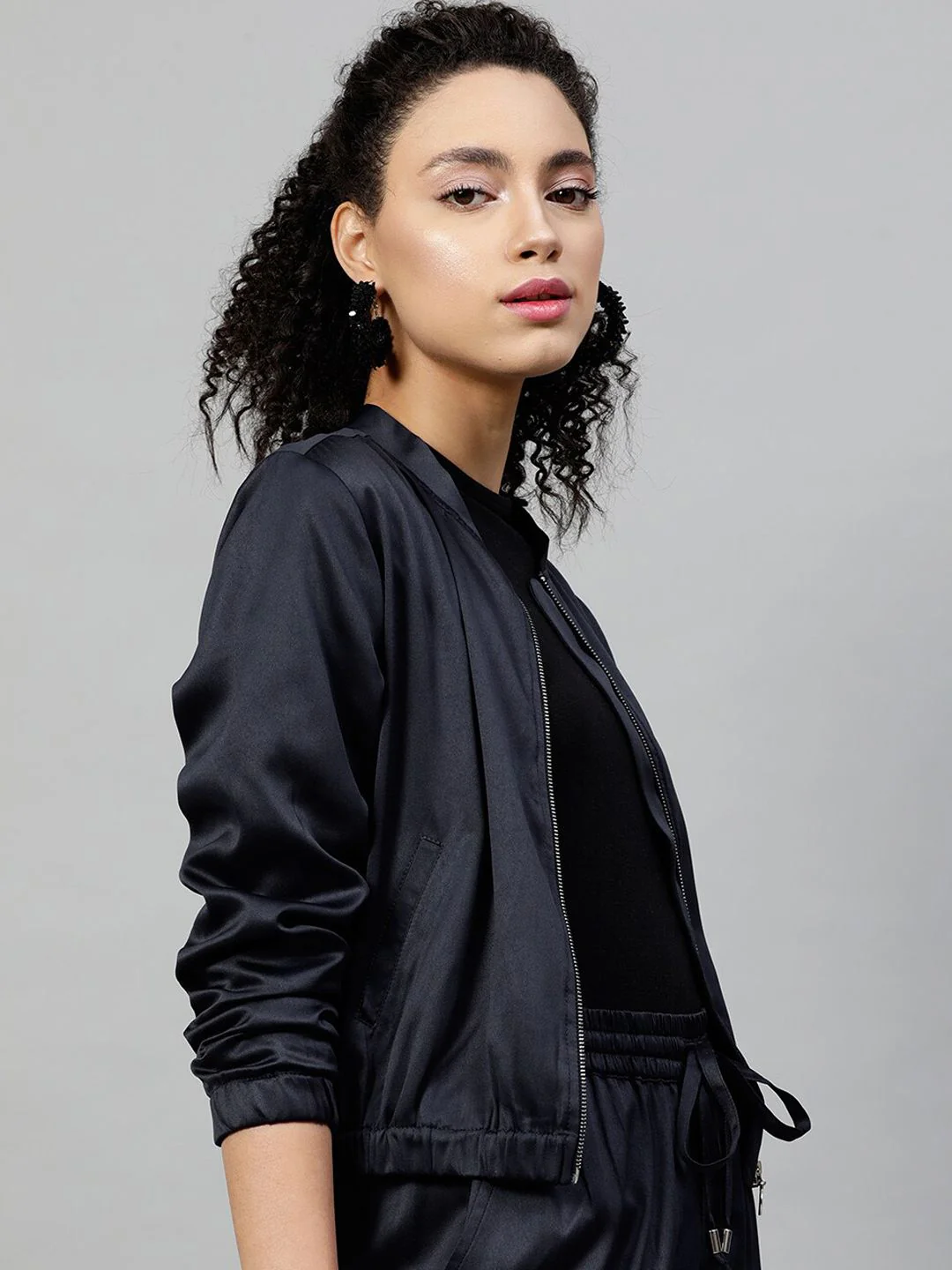 STREET 9 Women Navy Blue Solid Lightweight Sporty Jacket - Image 3