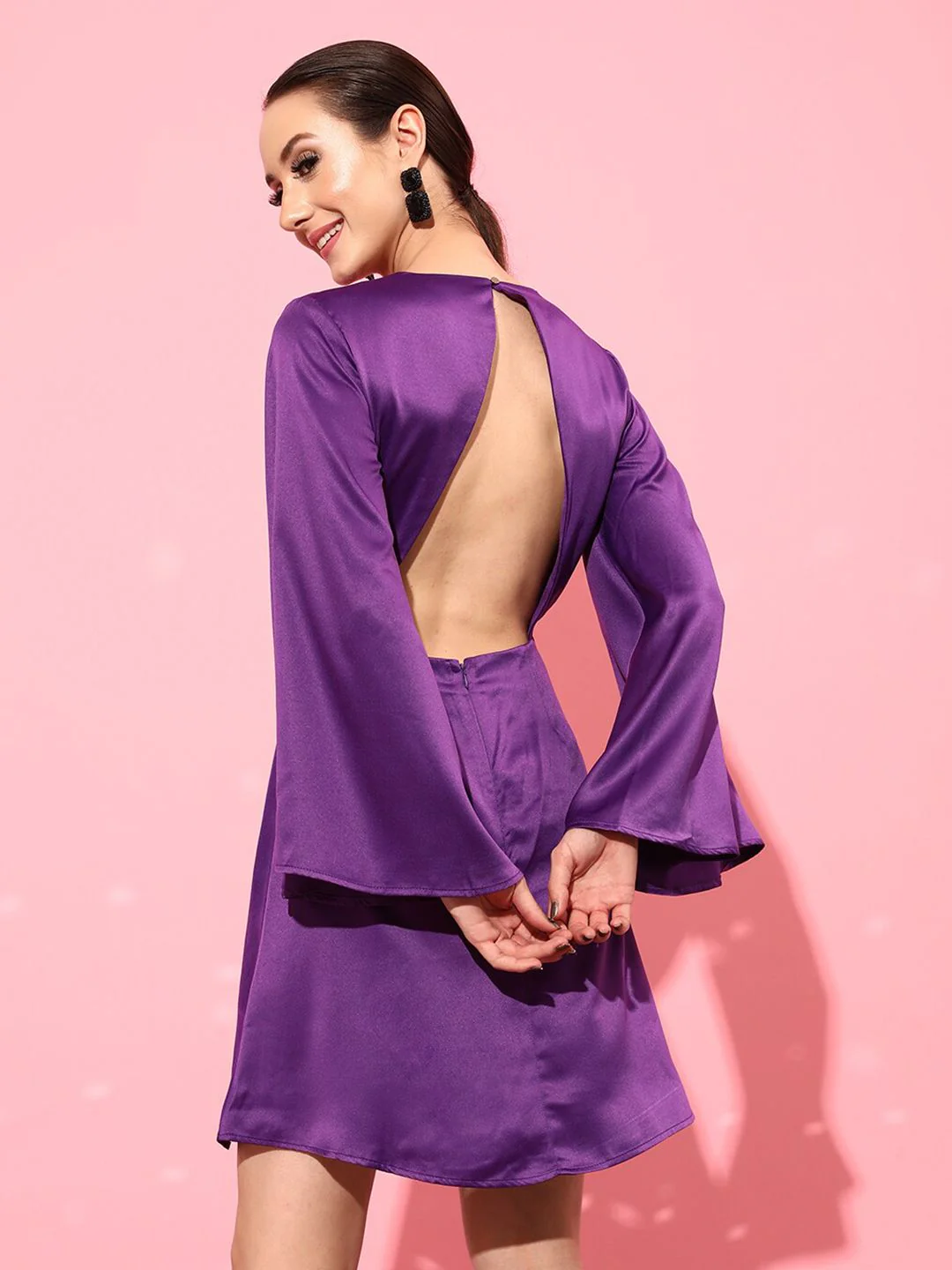 STREET 9 Women Purple Solid Dress - Image 3