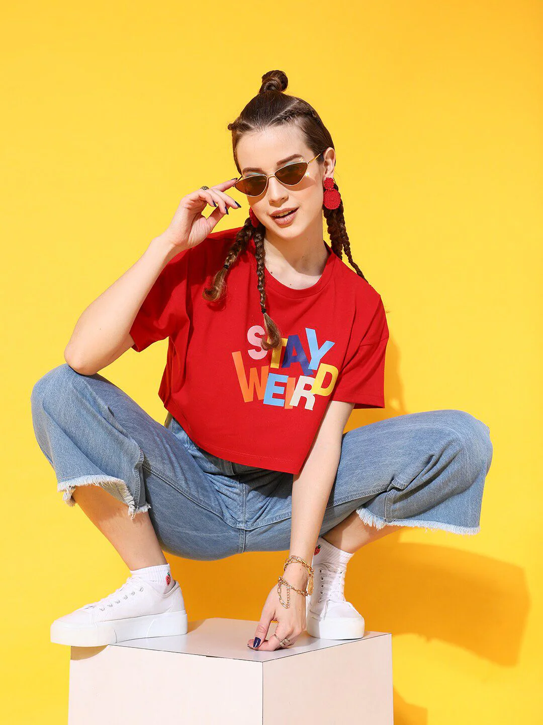 STREET 9 Women Red Comic T-shirt - Image 4