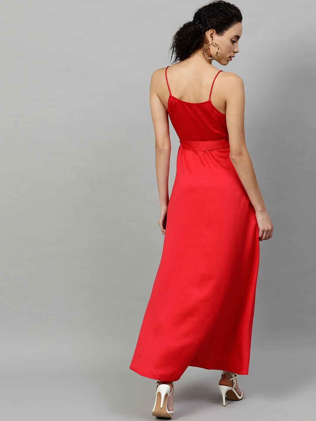STREET 9 Women Red Solid Maxi Dress - Image 4
