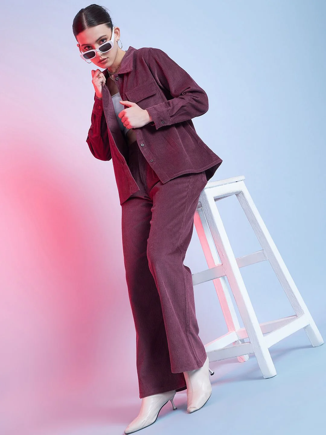 STREET 9 Women Relaxed Cotton Corduroy Trousers - Image 4