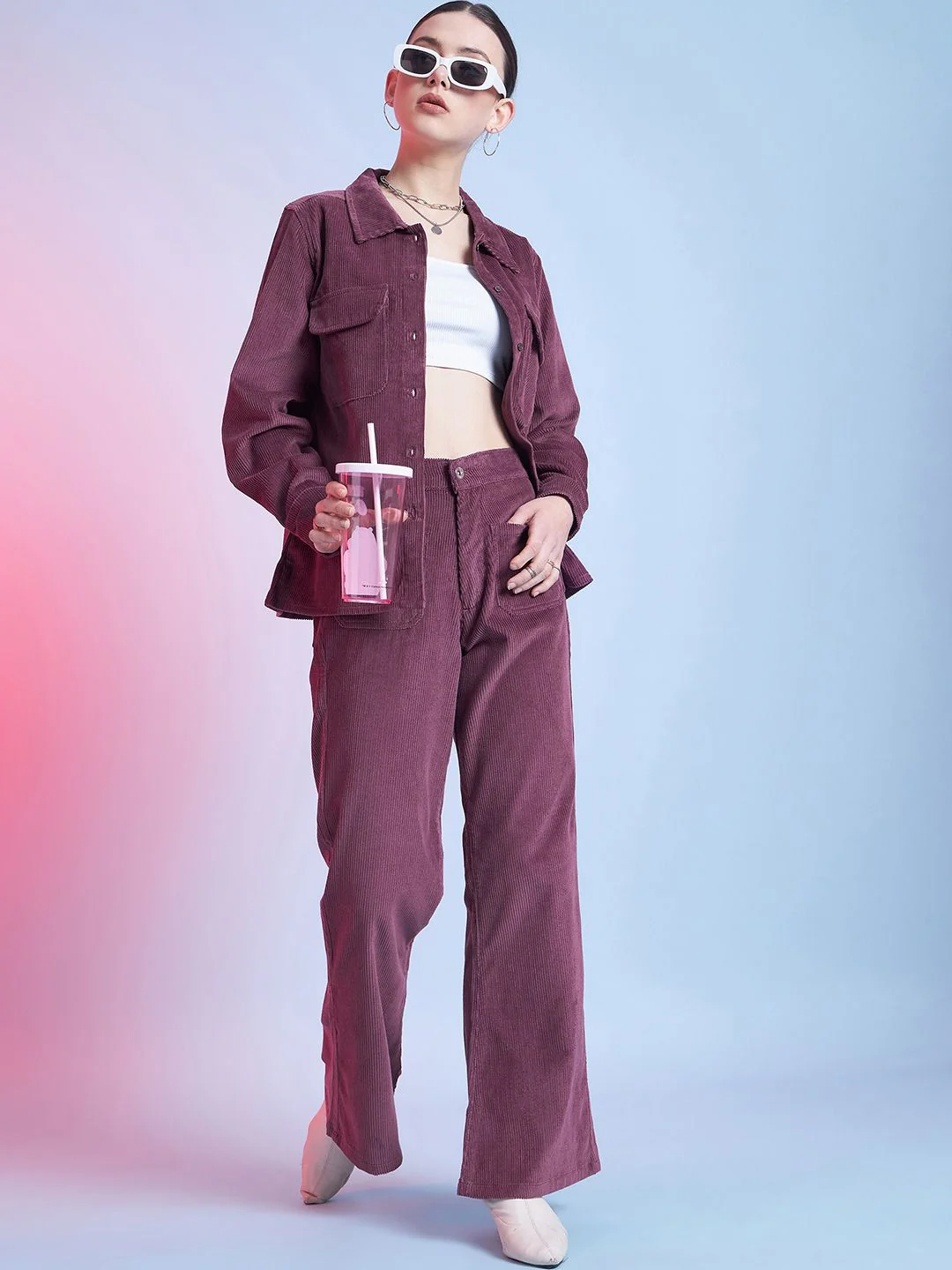 STREET 9 Women Relaxed Cotton Corduroy Trousers - Image 5