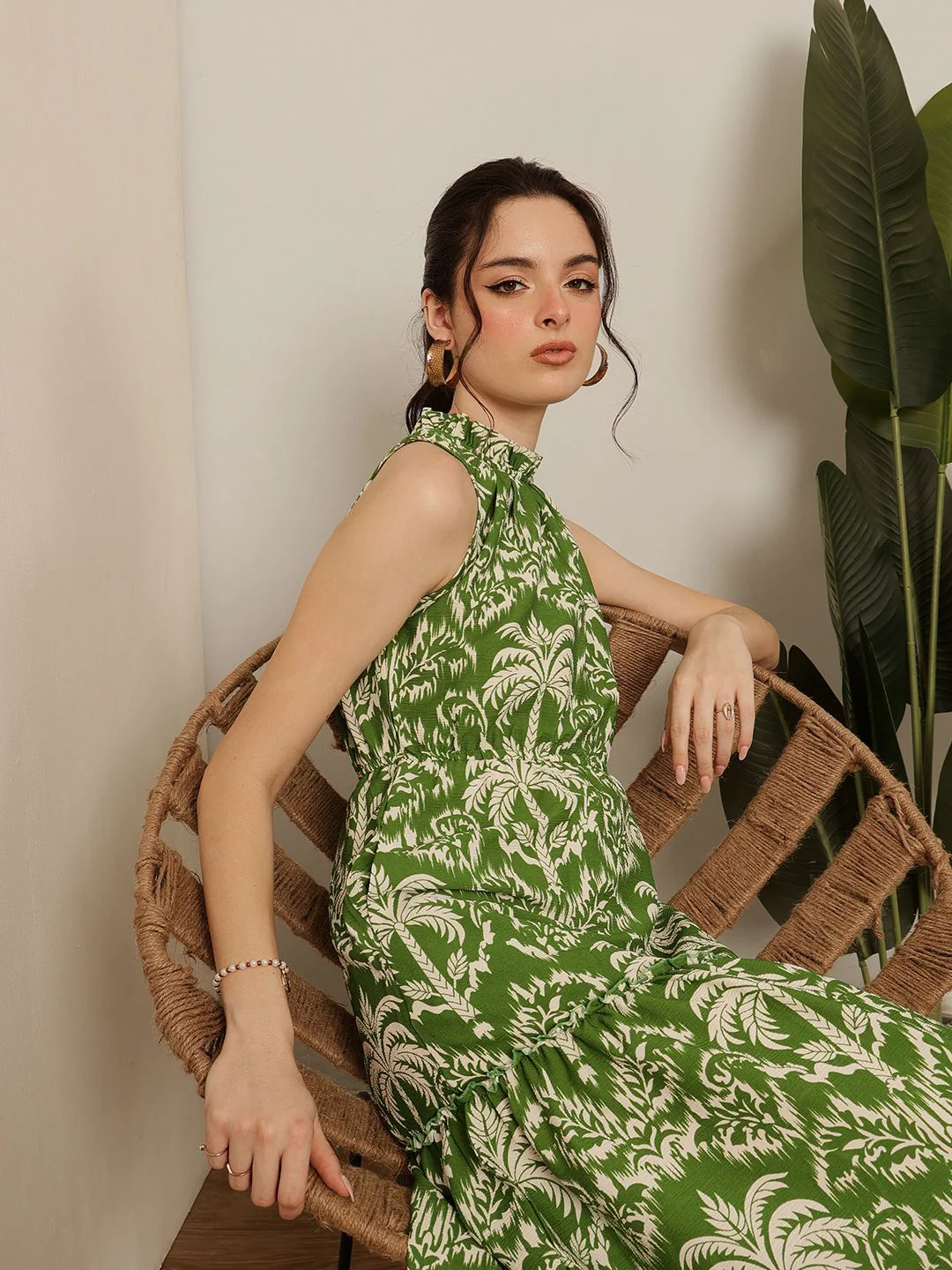 STREET 9 Women Tropical Printed Sleeveless Cotton Fit and Flare Maxi Dress - Image 6
