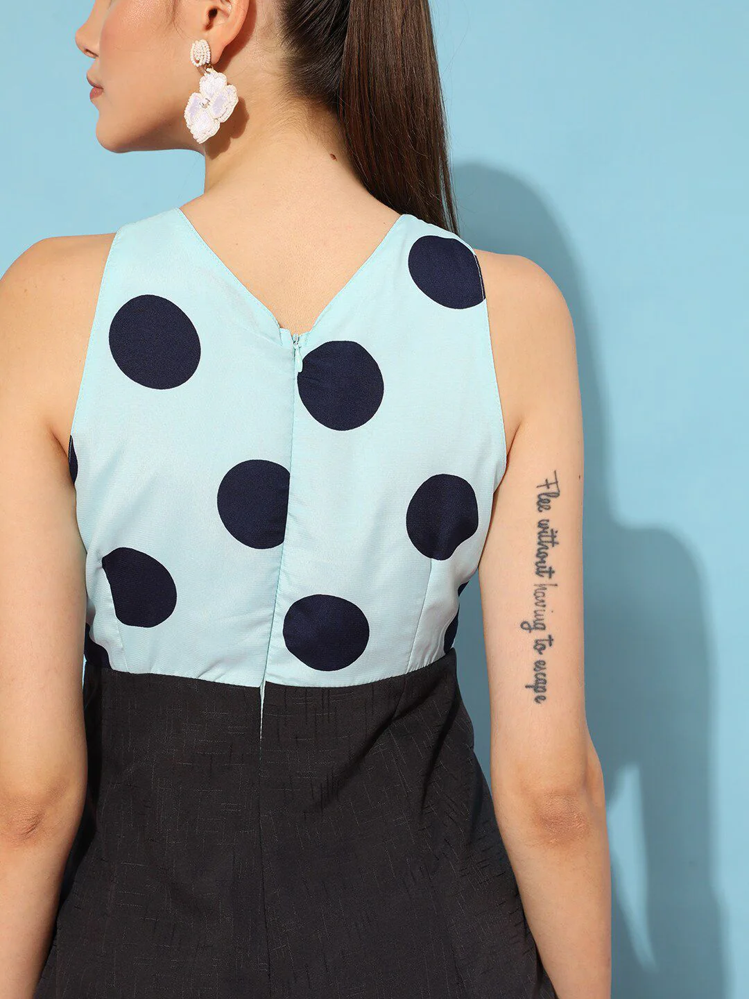 STREET 9 Women Turquoise Blue & Navy Printed Jumpsuit - Image 6