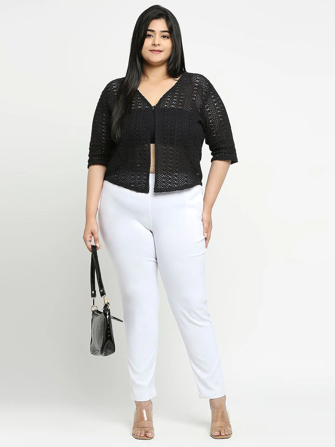 Style Quotient Plus Size Women Self Design Lace Open Front Smart Casual Shrug - Image 6