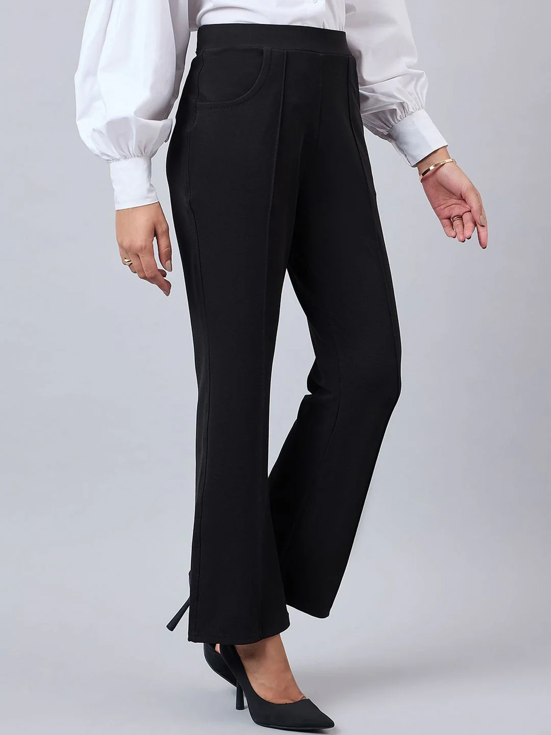 Style Quotient Women Smart Flared Trousers - Image 2