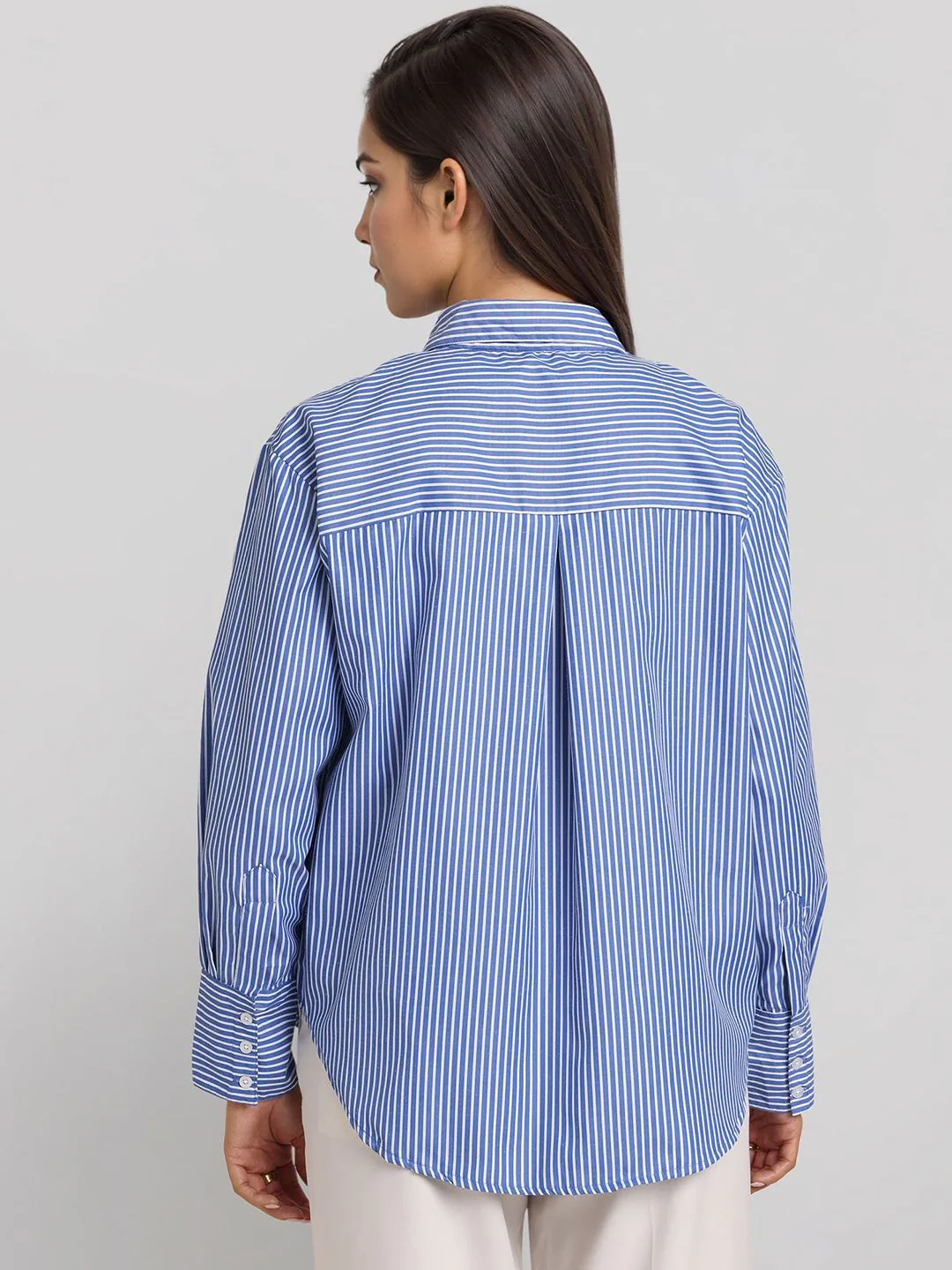 Style Quotient Women Smart Relaxed Fit Vertical Striped Spread Collar Casual Shirt - Image 5
