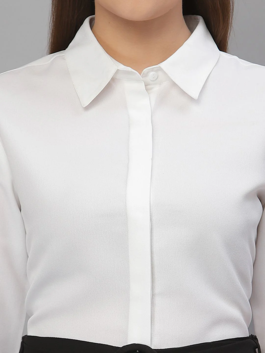 Style Quotient Women White Solid Formal Shirt - Image 2