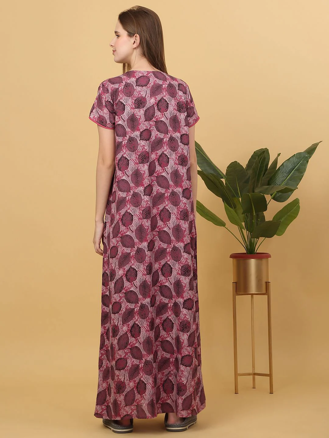 Sweet Dreams Printed Maxi Nightdress OCW-3716 PURPLE - Image 5
