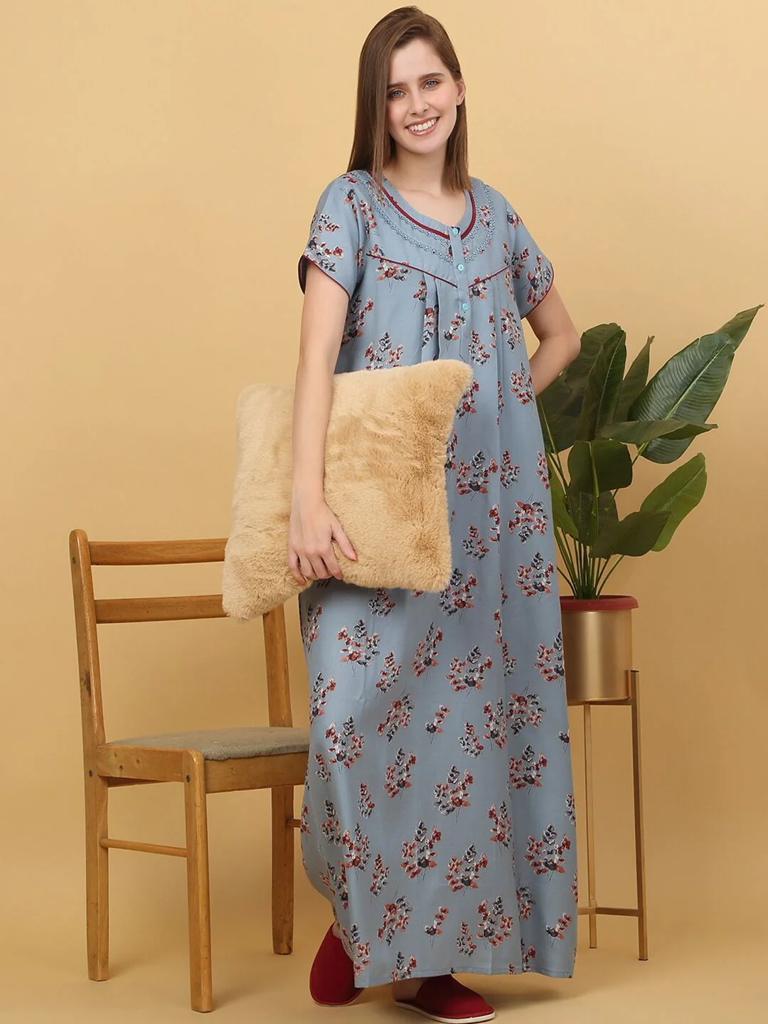 Sweet Dreams Printed pure cotton Maxi Nightdress - Image 4