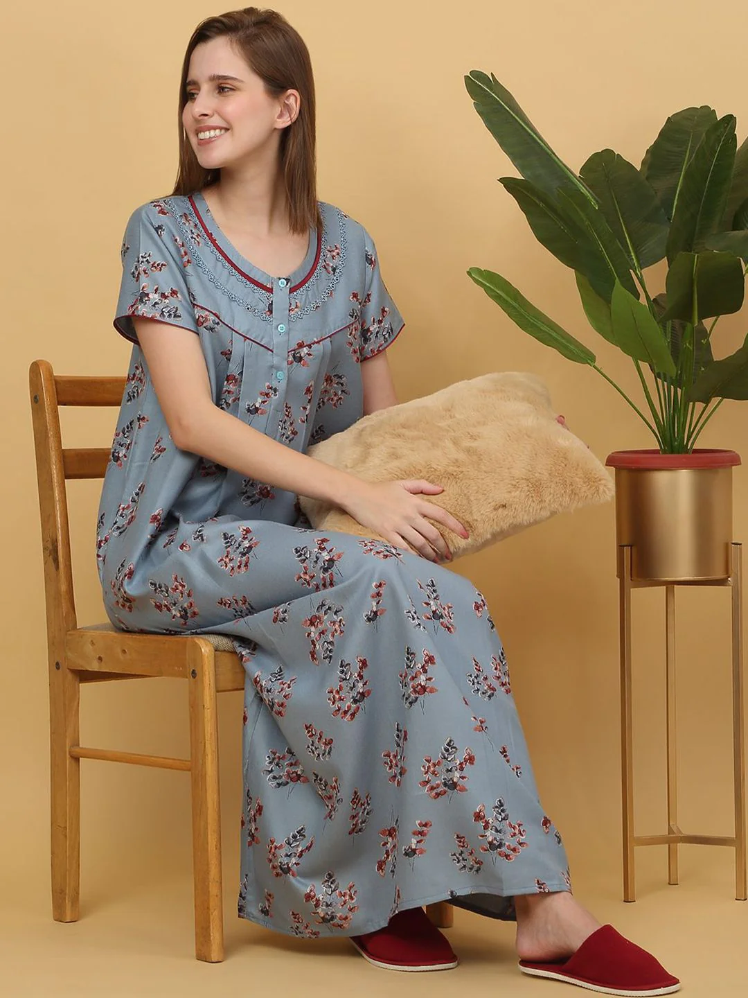Sweet Dreams Printed pure cotton Maxi Nightdress - Image 6