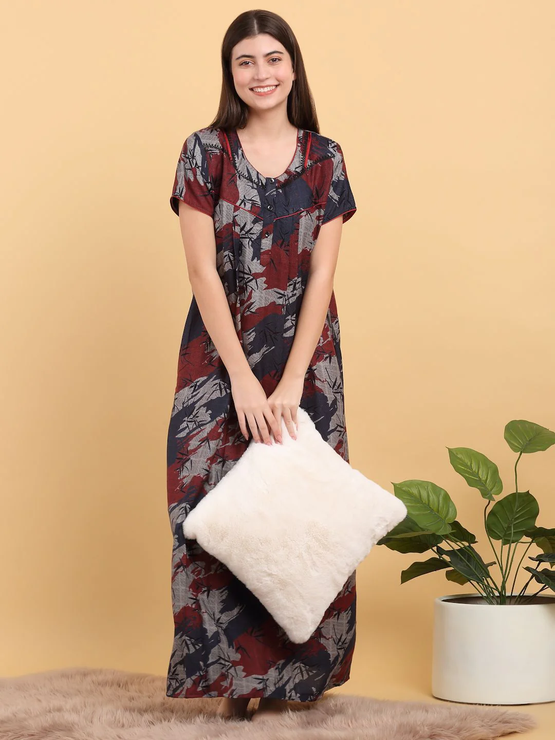 Sweet Dreams Round Neck Print Maxi Nightdress - Image 2
