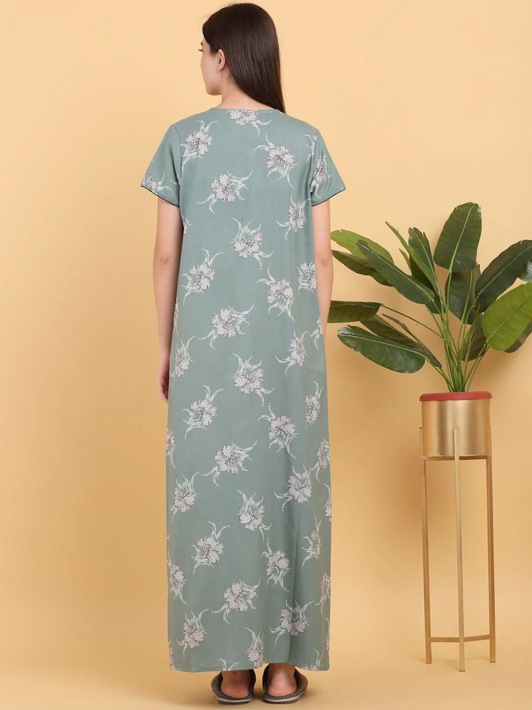 Sweet Dreams Round Neck Printed Maxi Nightdress - Image 4