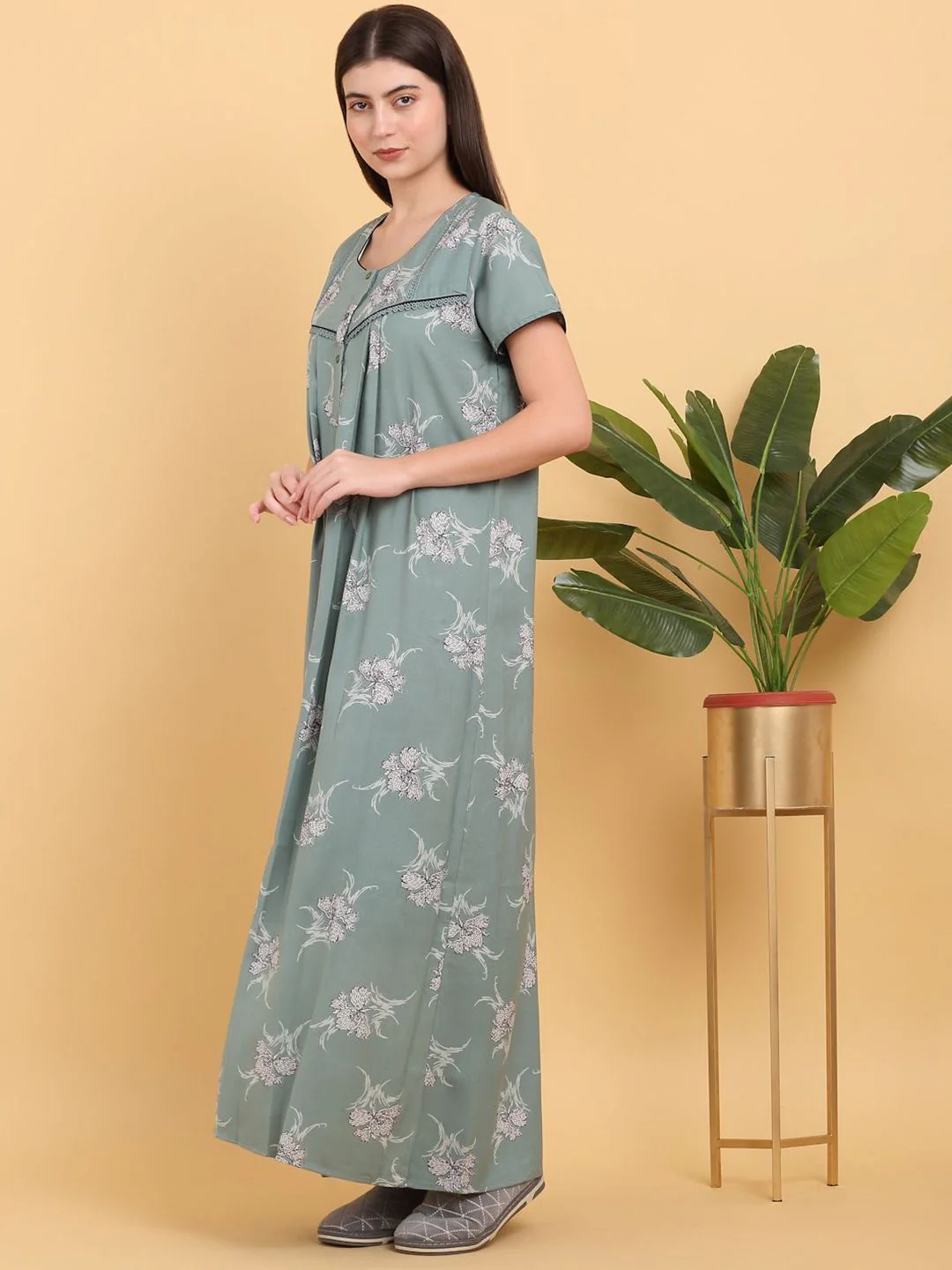 Sweet Dreams Round Neck Printed Maxi Nightdress - Image 5